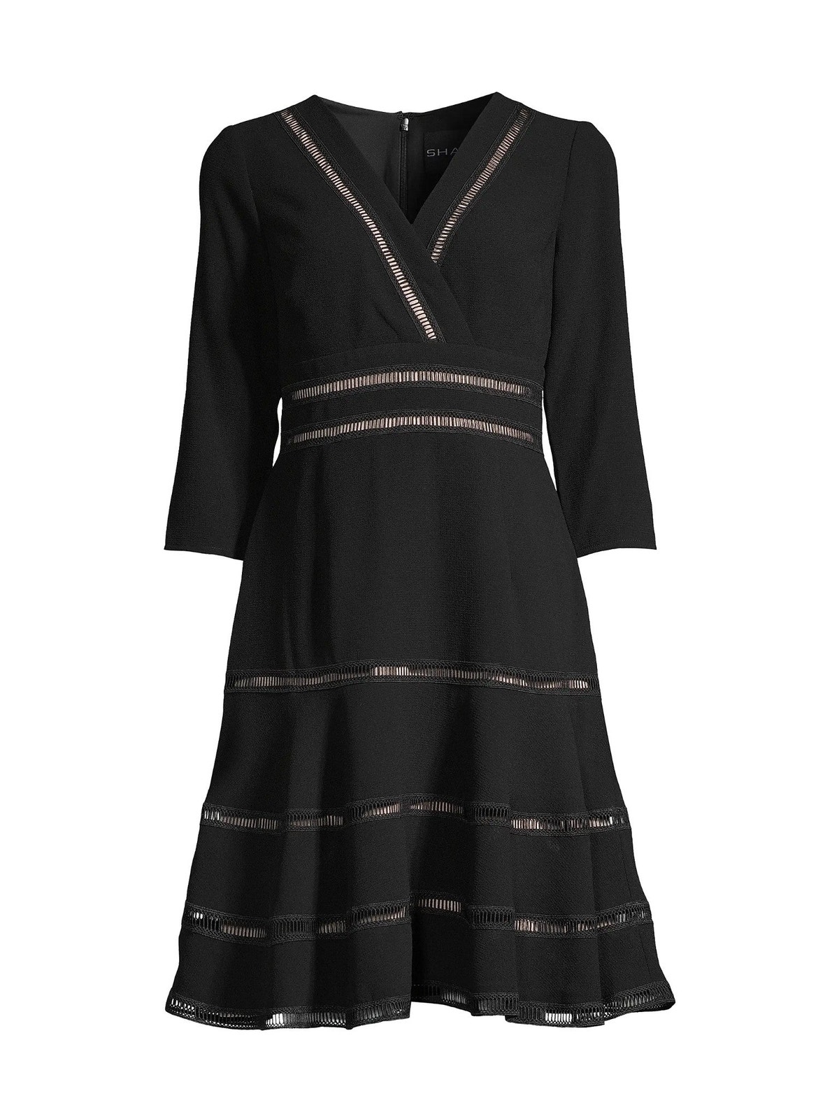 Shani Lattice Trim Fit & Flare V-Neck Midi Dress - 12